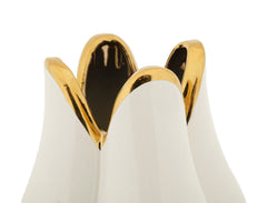 Vase en céramique blanche finitions dorées