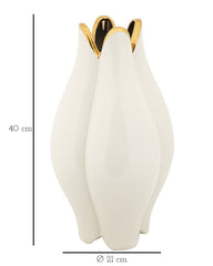 Vase en céramique blanche finitions dorées