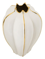 Vase céramique blanche finitions dorées