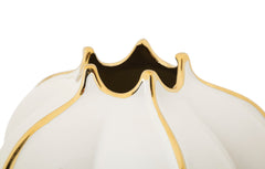 Vase céramique blanche finitions dorées