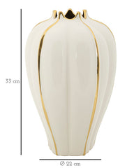 Vase céramique blanche finitions dorées