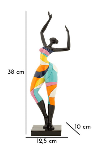 Escultura Bailarina Rubic acabado multicolor base negra