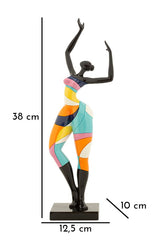 Sculpture Danseuse Rubic finition multicolore socle noir
