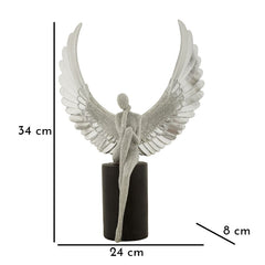 Statuette argentée avec ailes déployées