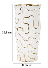 Vase en céramique blanche avec lignes dorées