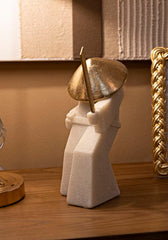 Statue de samouraï Quarzy chapeau doré et épée