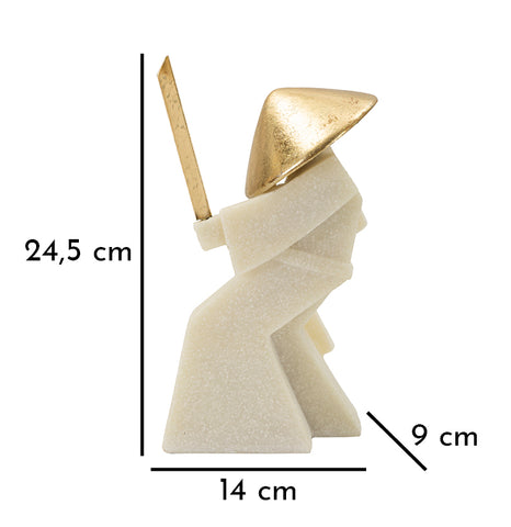 Statue de samouraï Quarzy chapeau doré et épée