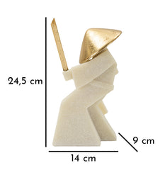 Statue de samouraï Quarzy chapeau doré et épée