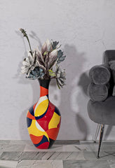 Vase en résine géométrique multicolore