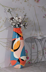 Vase en résine Rubic moderne géométrique multicolore