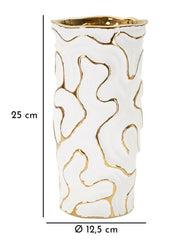 Vase en céramique blanche lignes dorées