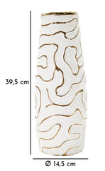 Vase céramique blanche avec lignes dorées
