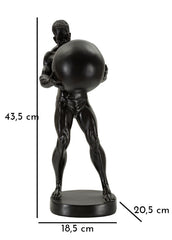 Statue homme athlétique portant un ballon finition noire
