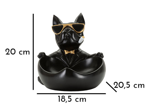 Statuette chien avec porte-objet Noir doré