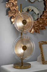 Lampe de table Venice métal doré abat-jour en verre décorations en relief