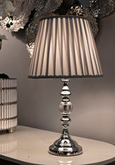 Lampe de table Tilly métal argenté et abat-jour en tissu gris
