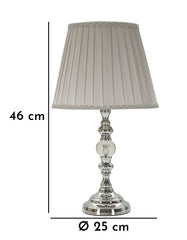 Lampe de table Tilly métal argenté et abat-jour en tissu gris