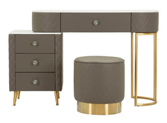 Bureau de lit Sharon Simili cuir Matelassé avec Pouf Métal Doré