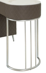 Bureau de lit Sharon Simili cuir Matelassé effet Marbre pieds métalliques Argentés avec Tabouret