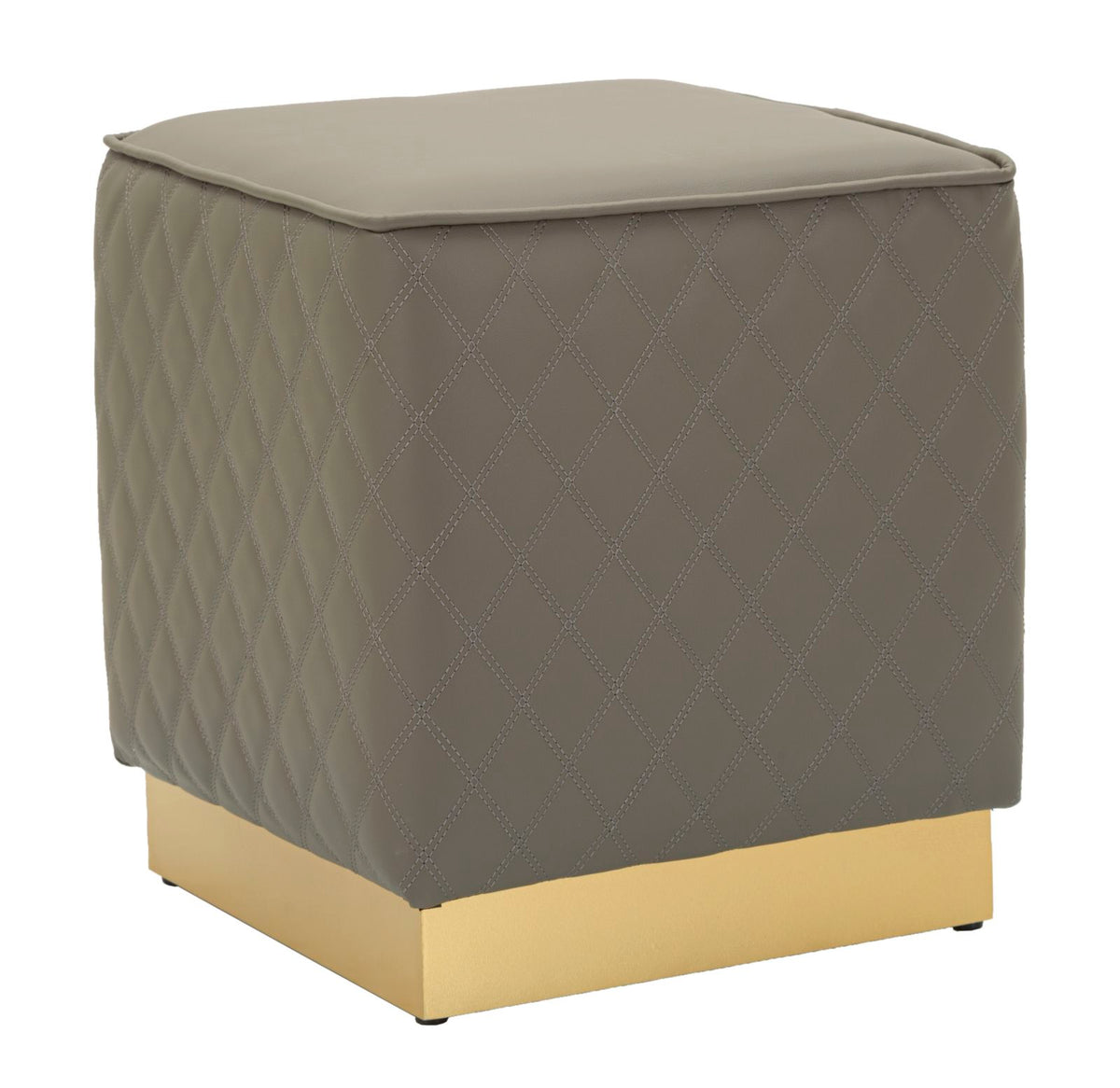 Tabouret carré Sharon Simili cuir Brun base Dorée