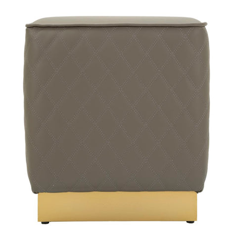 Tabouret carré Sharon Simili cuir Brun base Dorée