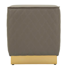 Tabouret carré Sharon Simili cuir Brun base Dorée