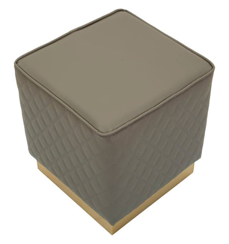 Tabouret carré Sharon Simili cuir Brun base Dorée