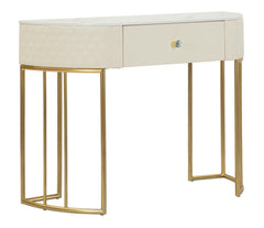 Console murale simili cuir matelassé pieds dorés