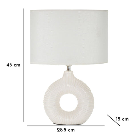 Lámpara de mesa Seta blanca pantalla tejido blanco