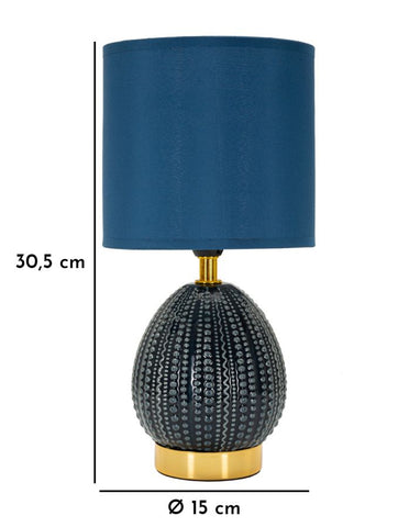 Lampe de chevet Flavi base bleue abat-jour tissu bleu