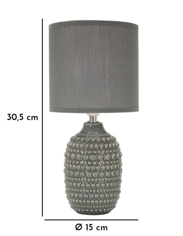 Lampe de chevet motifs en relief base Grise abat-jour Grise