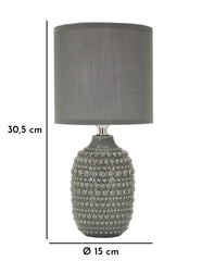 Lampe de chevet motifs en relief base Grise abat-jour Grise