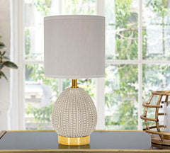 Lampe de chevet Flavi Gris abat-jour tissu gris décorations irrégulières