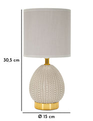 Lampe de chevet Flavi Gris abat-jour tissu gris décorations irrégulières