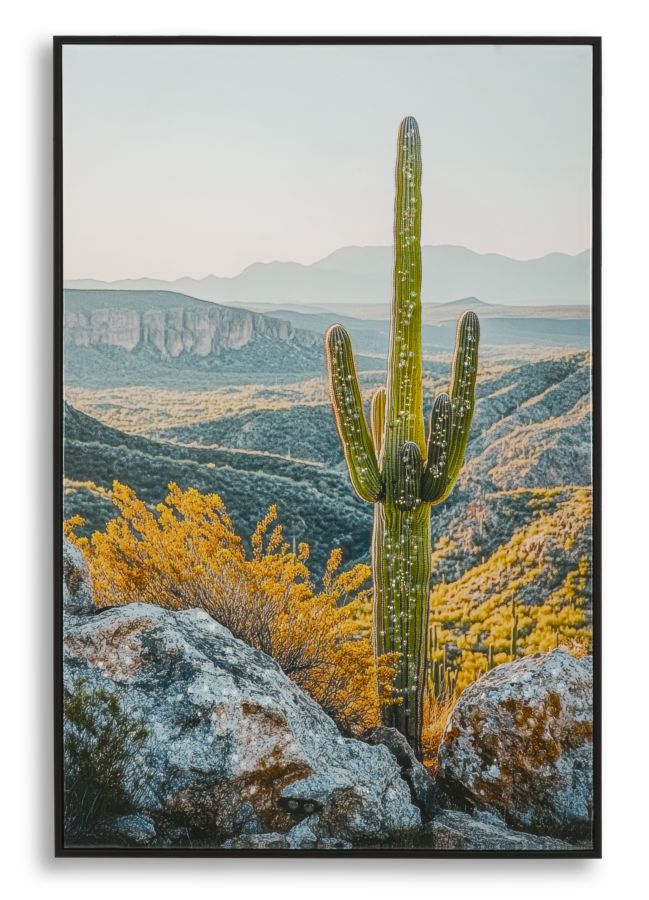 LACQUERED CANVAS PRINT WITH FRAME CACTUS -W- CM 60X4X90_x000D_
