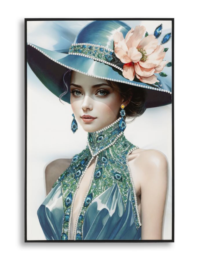 PAINTING ON CANVAS LACQUERED PAM WITH FRAME -B- CM 62X4X92
