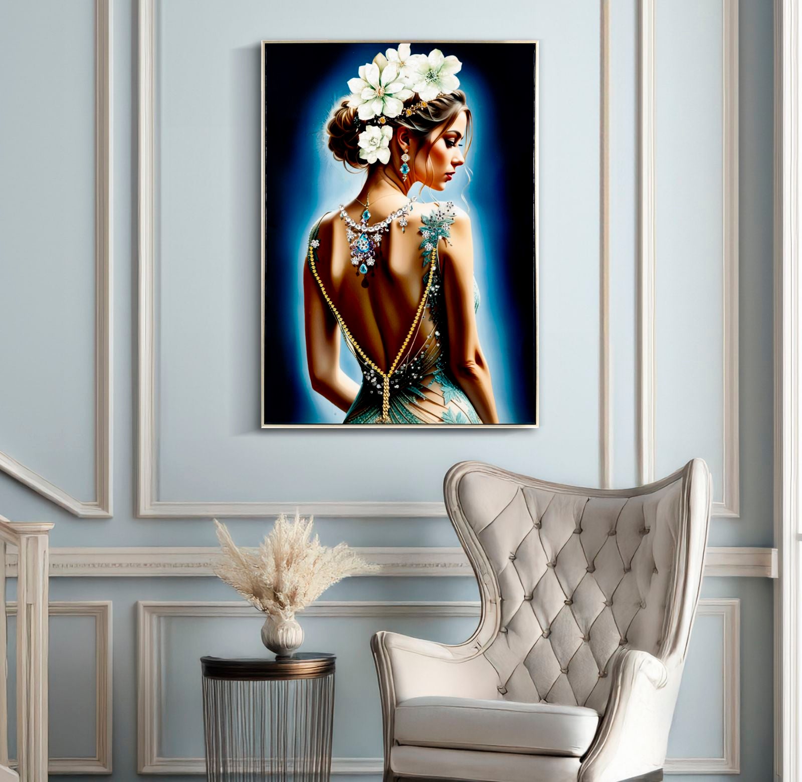 LACQUERED CANVAS ISABEL WITH FRAME -H- CM 72X4X102
