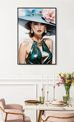 PAINTING ON CANVAS LACQUERED PAM WITH FRAME -A- CM 62X4X92