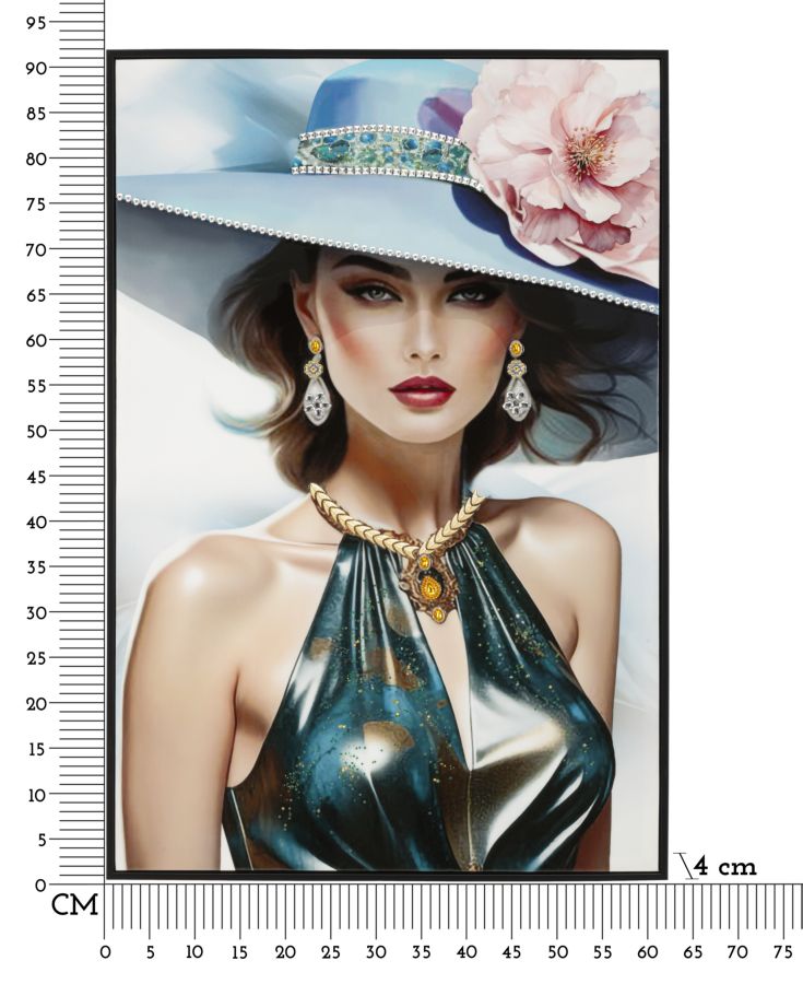PAINTING ON CANVAS LACQUERED PAM WITH FRAME -A- CM 62X4X92
