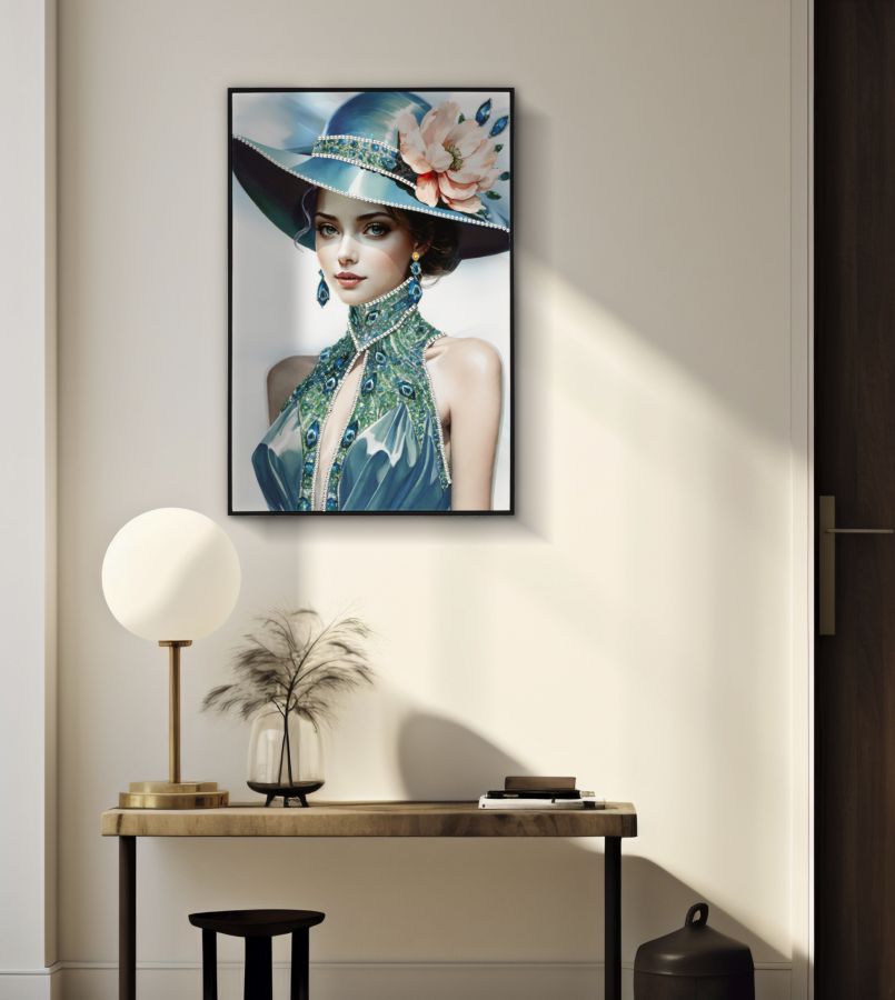 PAINTING ON CANVAS LACQUERED PAM WITH FRAME -B- CM 62X4X92