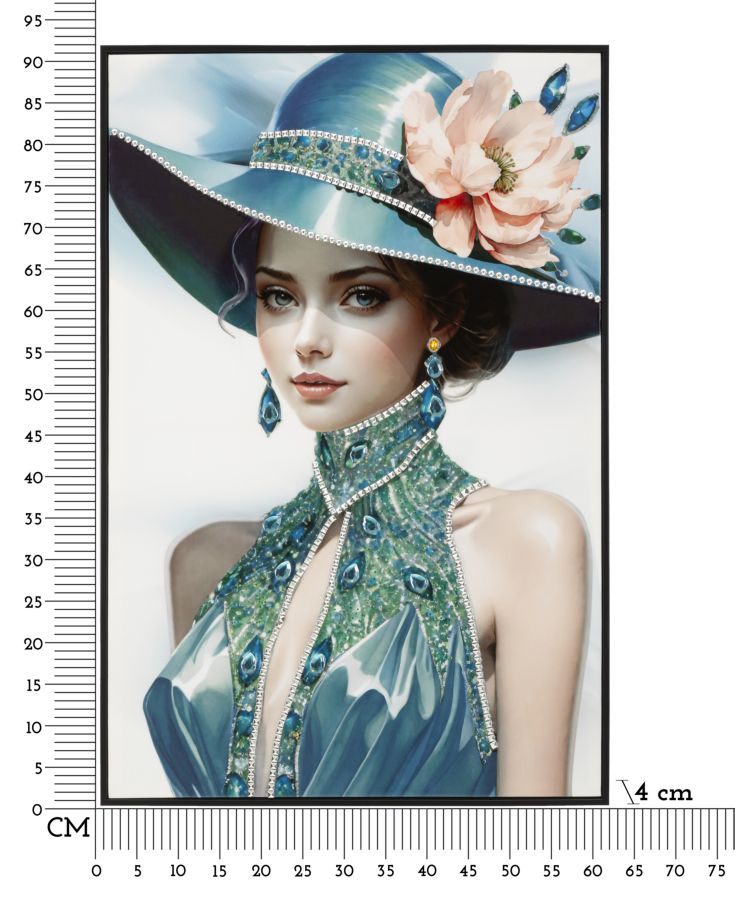 PAINTING ON CANVAS LACQUERED PAM WITH FRAME -B- CM 62X4X92
