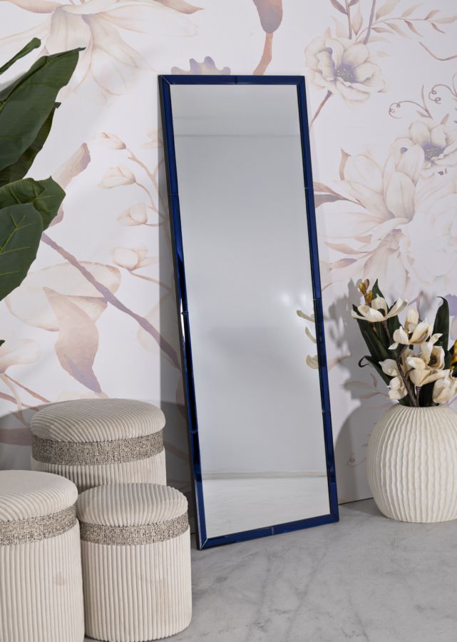 BERLIN BLUE WALL MIRROR CM 55X2X150 ( INSIDE MIRROR SIZE CM 49X143,5)