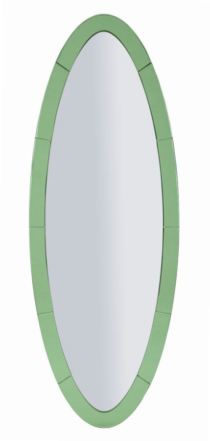 OSLO WALL MIRROR GREEN CM 55X2X150 ( INSIDE MIRROR SIZE CM 42,5x137,5)