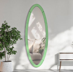 OSLO WALL MIRROR GREEN CM 55X2X150 ( INSIDE MIRROR SIZE CM 42,5x137,5)