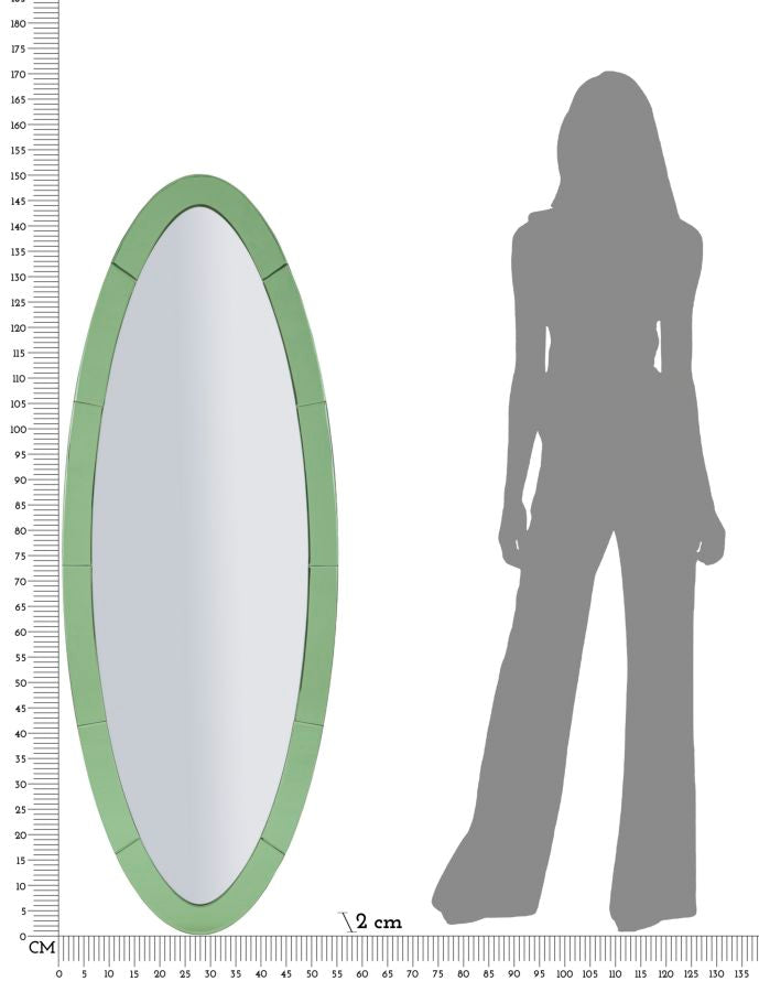 OSLO WALL MIRROR GREEN CM 55X2X150 ( INSIDE MIRROR SIZE CM 42,5x137,5)