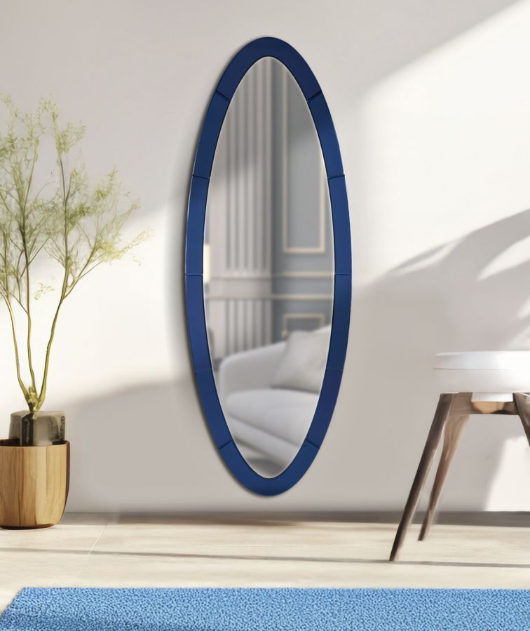OSLO BLUE WALL MIRROR CM 55X2X150 ( INSIDE MIRROR SIZE CM 42,5x137,5)