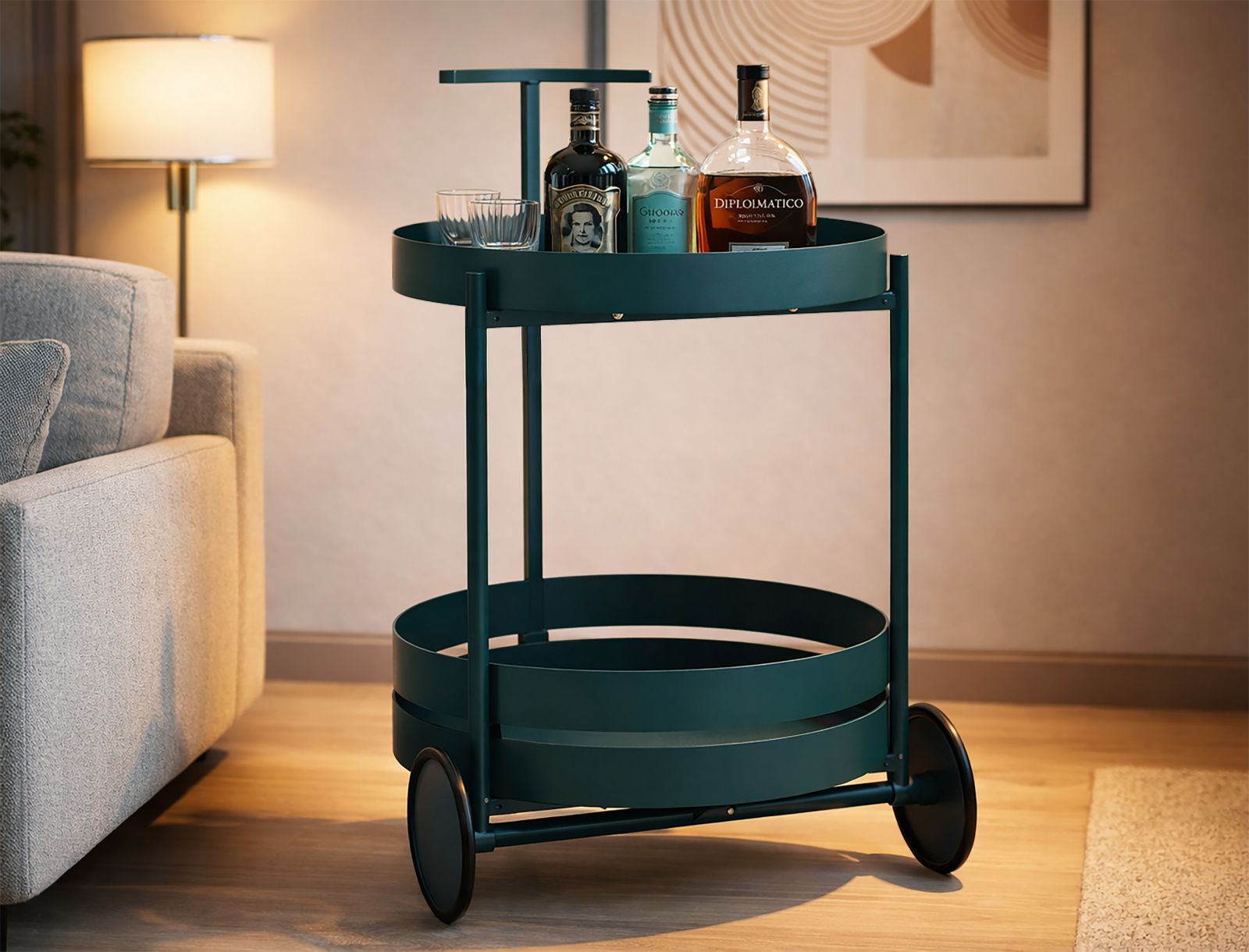 SATURN BAR CART DOVE TEAL CM 40X49,5X61