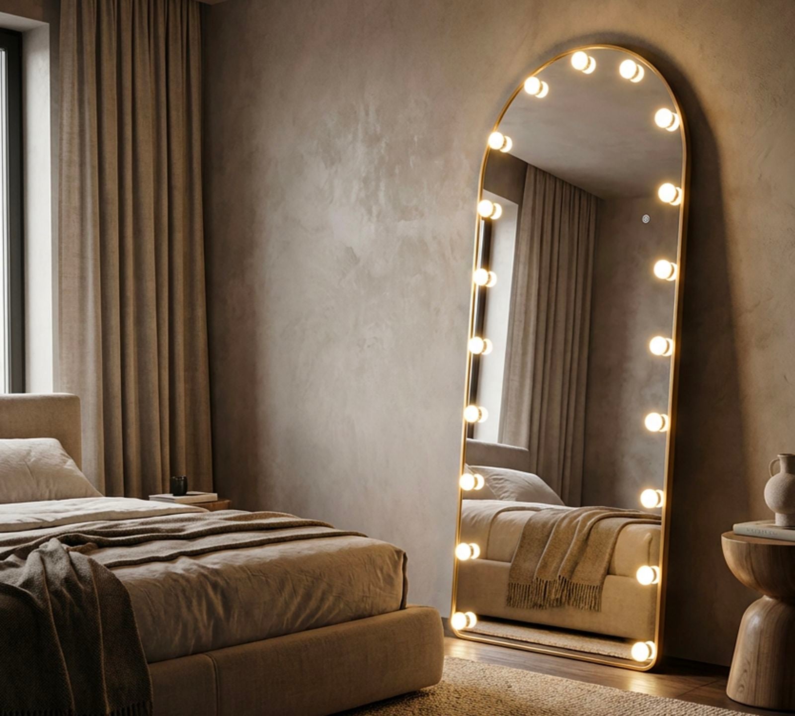 LED FLOOR MIRROR HOLLYWOOD ARC CM 70X6-45X170 (3 COLOR LIGHT)