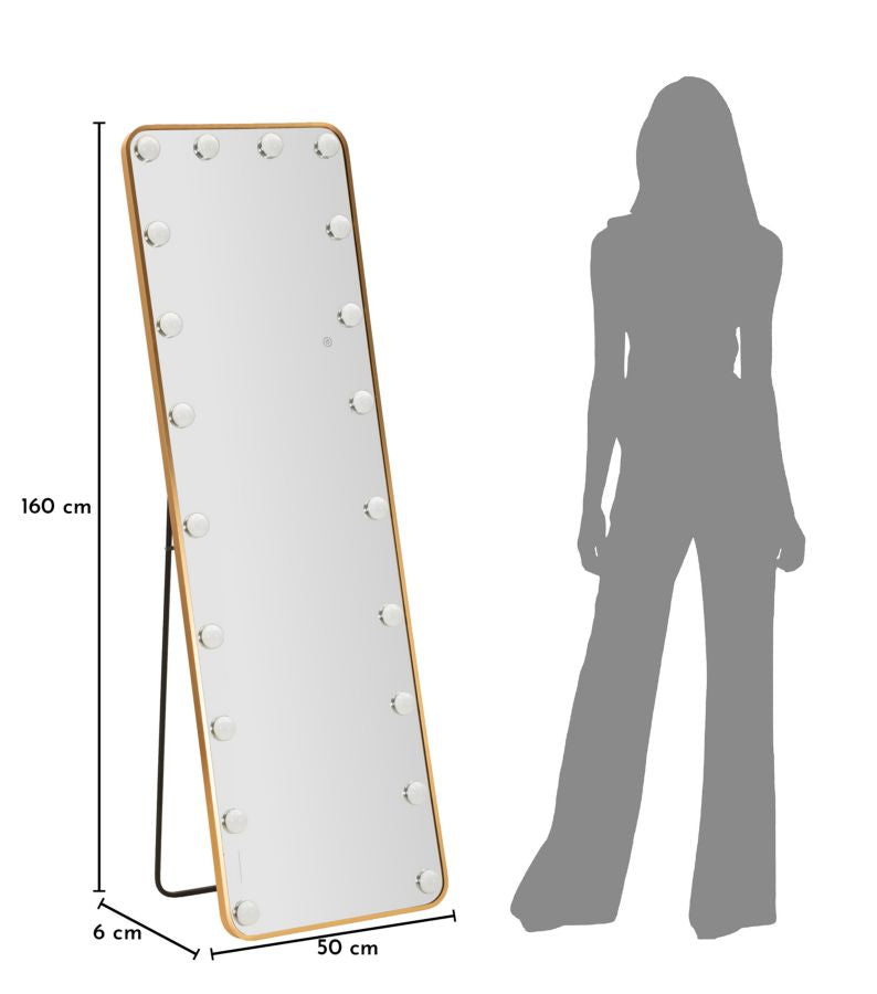 LED FLOOR MIRROR HOLLYWOOD RECTANGULAR CM 50X6-45X160 (3 COLOR LIGHT)