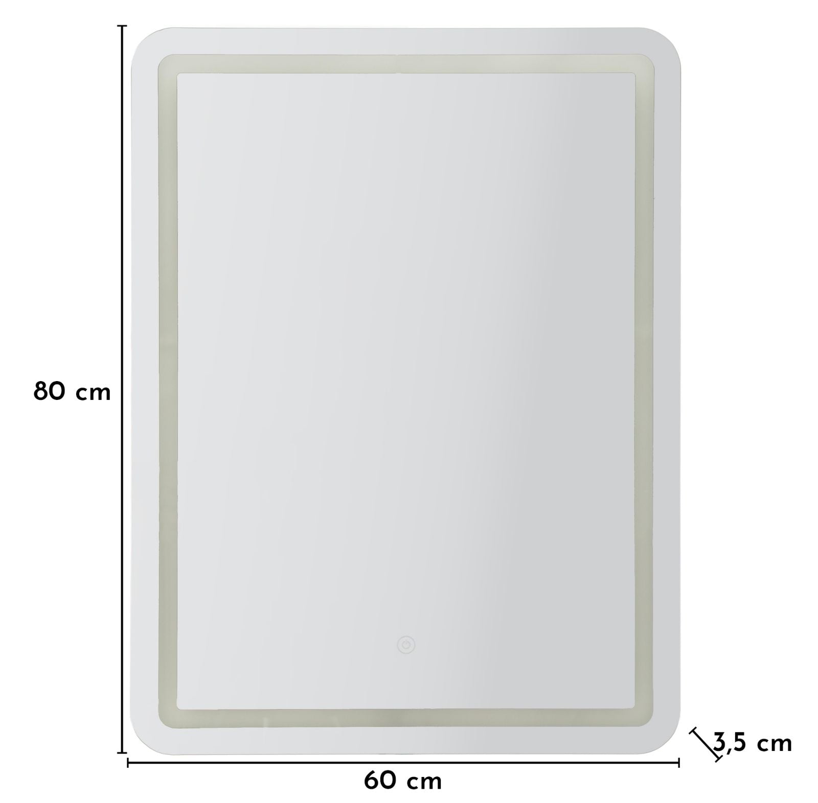 LED WALL MIRROR SIMPLE RECTANGULAR CM 60X3,5X80 (3 COLOR LIGHT)